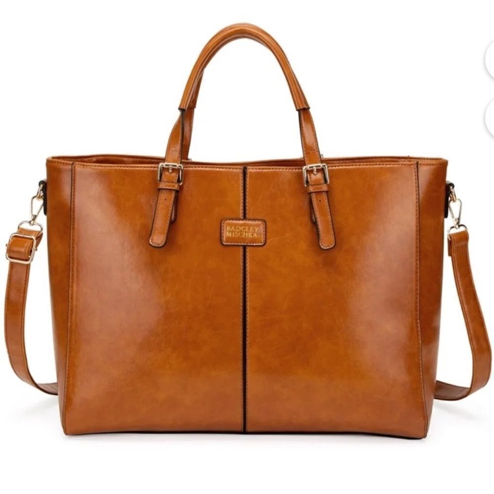 Badgley Mischka Julia Weekender Vegan Leather Camel Large Travel Tote Bag